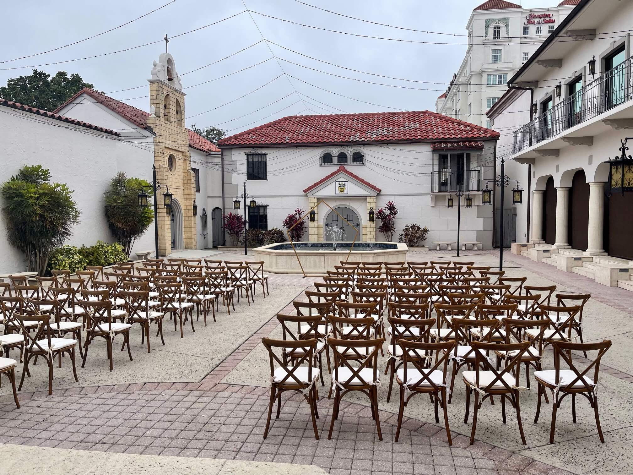 Crossback Chairs with Market Lighting